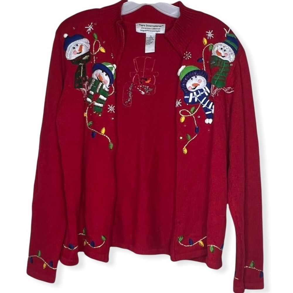 Vintage Tiara‎ International Christmas Cardigan Sweater as is